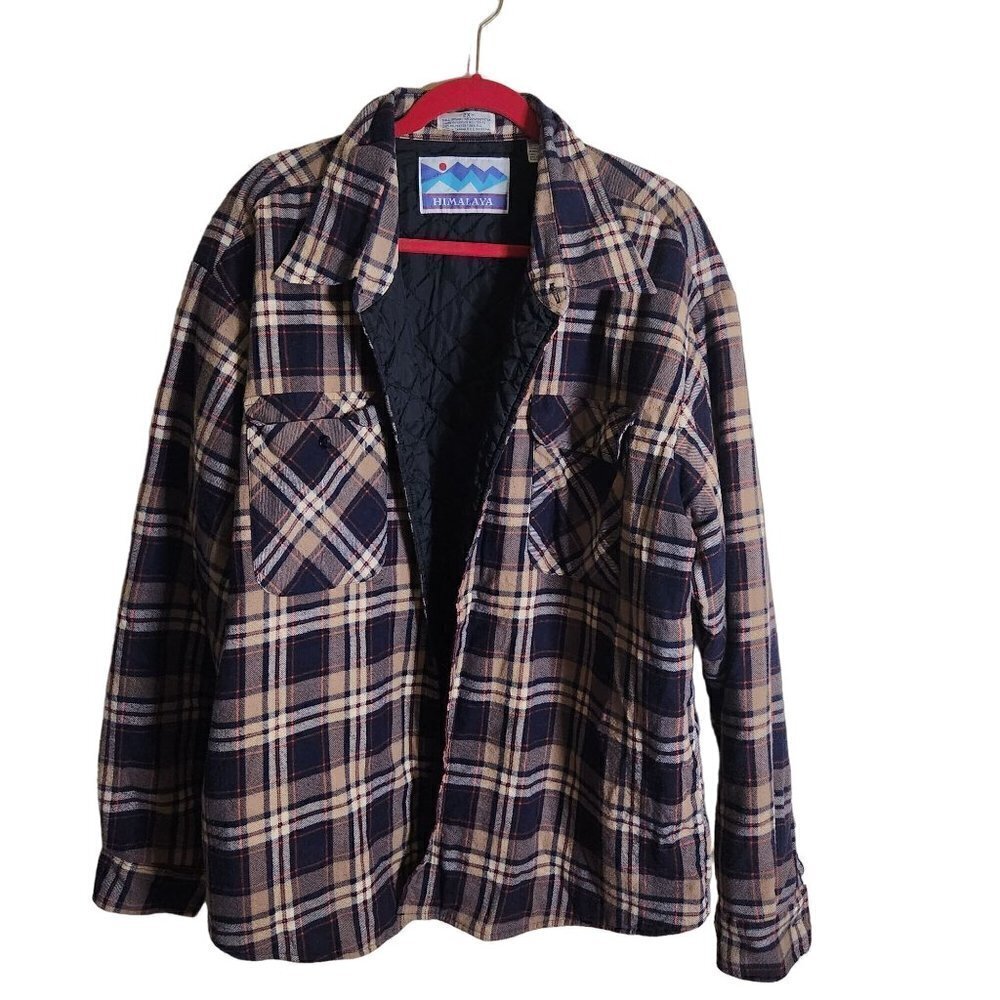 Himalaya Cotton Blend Quilted Lining Plaid Flannel Shacket Size 2X